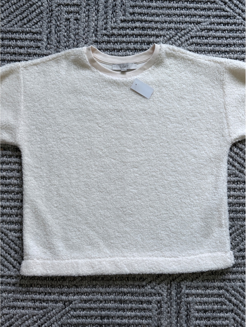 LOFT ivory fuzzy knit sweater size S